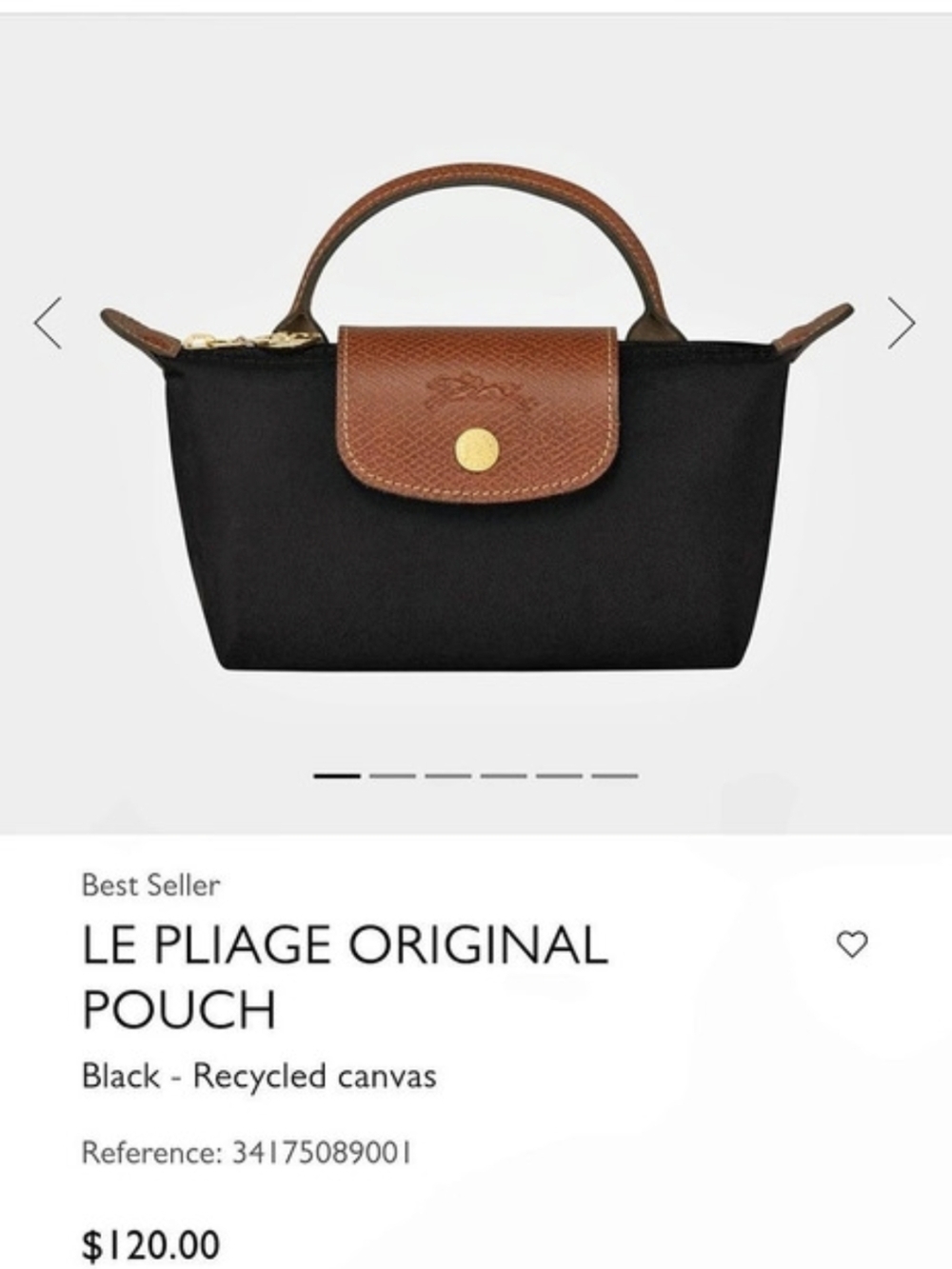 Longchamp Le Pliage Original Pouch Black & Brown XS